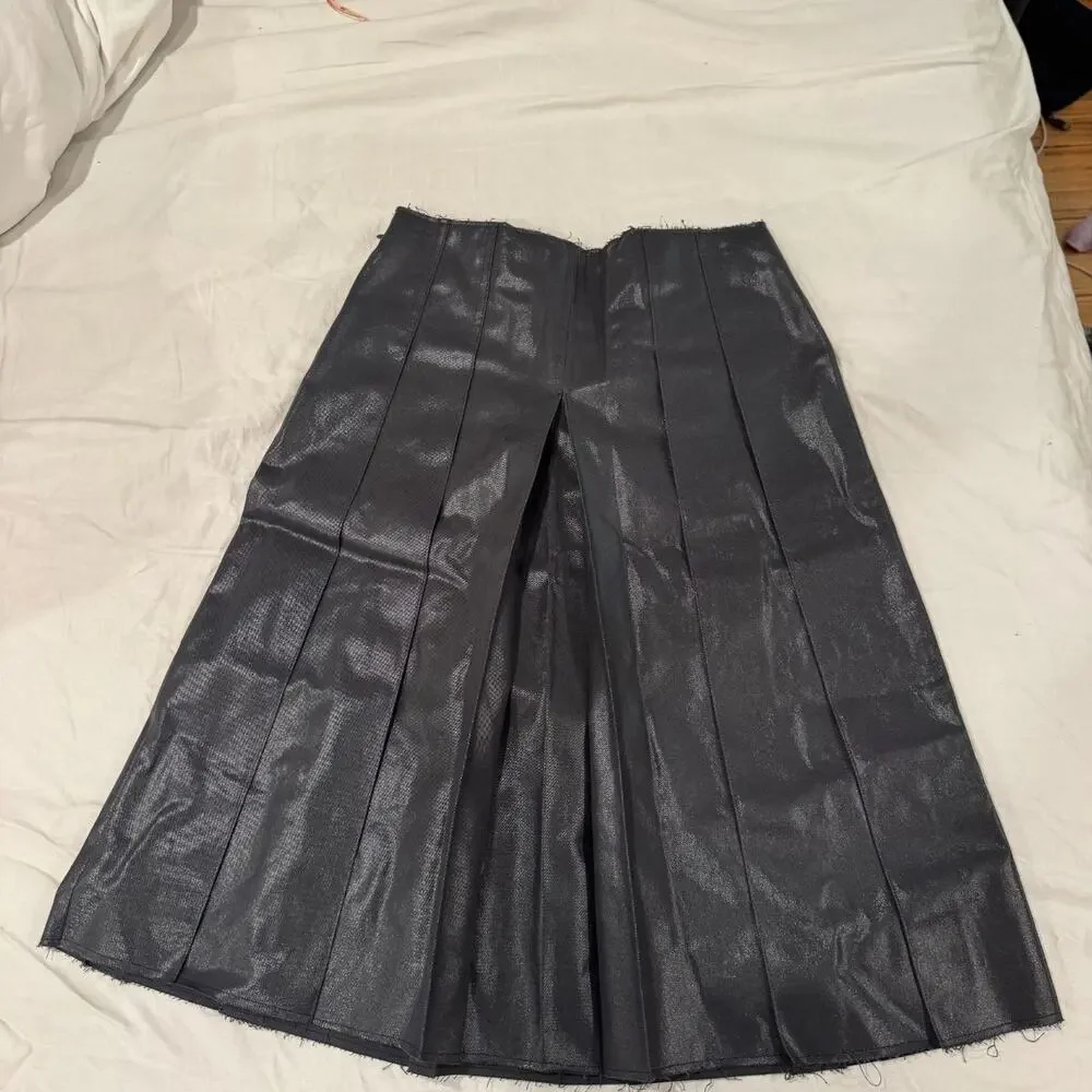 Rare Geel Sammie Waxed Cotton Pleated Skirt — XS
